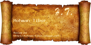 Hohman Tibor névjegykártya